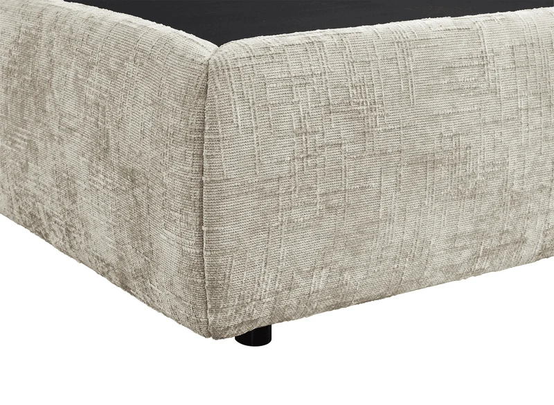 Lit coffre en velours chiné taupe 140x190 cm MELY