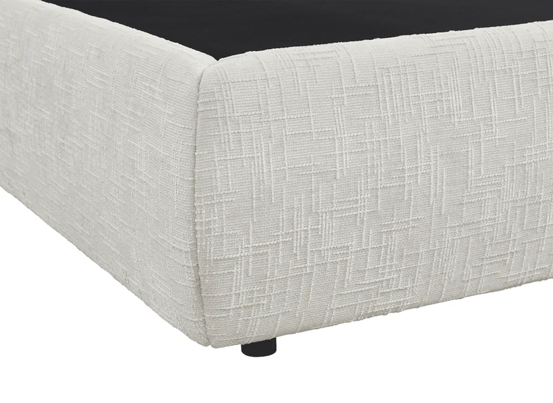 Lit coffre en velours chiné beige 140x190 cm MELY