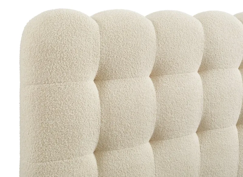 Lit coffre en tissu bouclette beige 160x200 cm BISCUIT