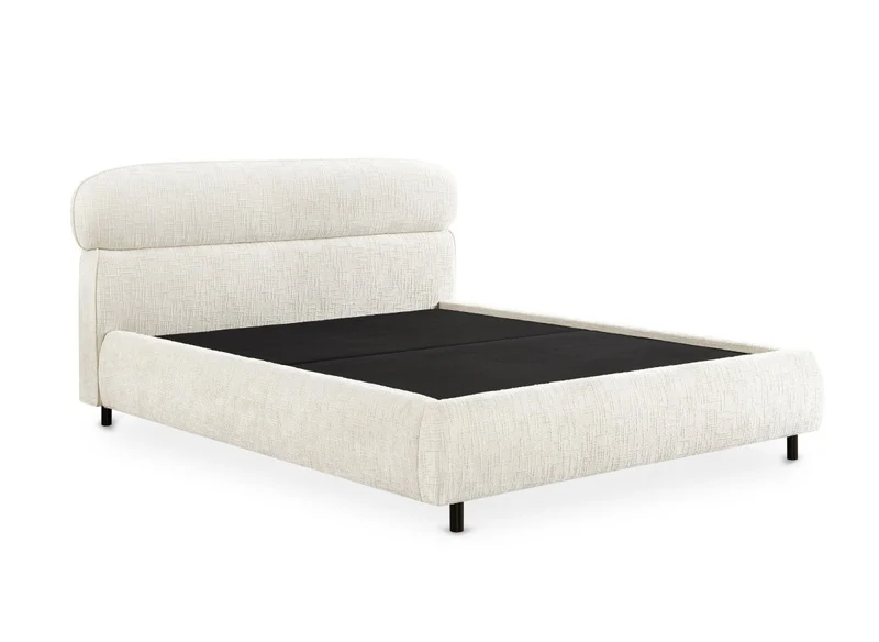 Lit coffre en velours chiné beige 160x200cm MELO