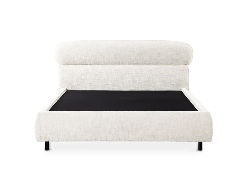 Lit coffre en velours chiné beige 160x200cm MELO