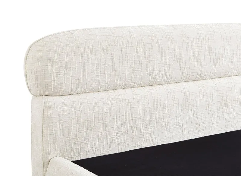 Lit coffre en velours chiné beige 160x200cm MELO