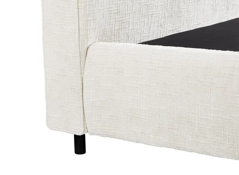 Lit coffre en velours chiné beige 160x200cm MELO