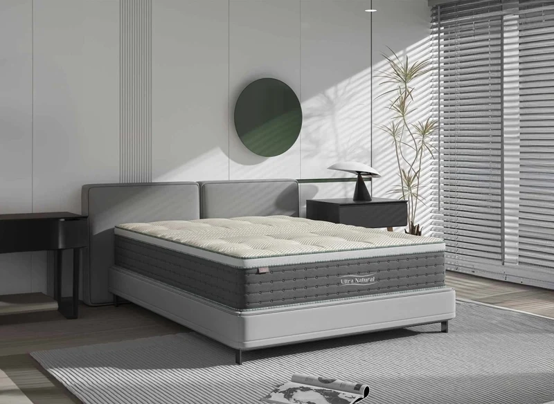 Matelas hybride NATURAL 160 x 200 cm ressorts ensachés et soie épaisseur 29 cm
