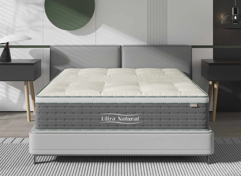 Matelas hybride NATURAL 160 x 200 cm ressorts ensachés et soie épaisseur 29 cm