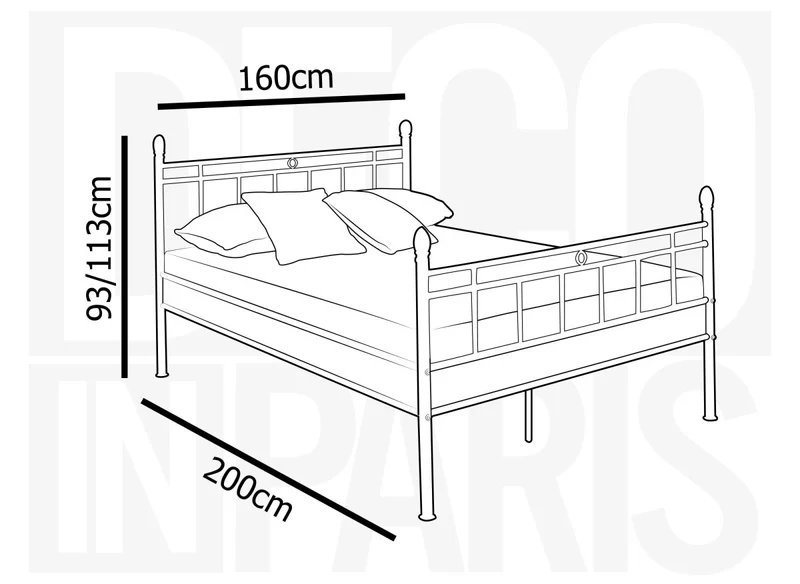 Lit double en métal blanc KADY 160 x 200 cm