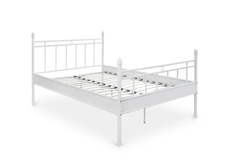 Lit double en métal blanc KADY 140 x 190 cm