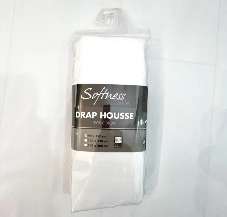 Drap housse 100% coton blanc