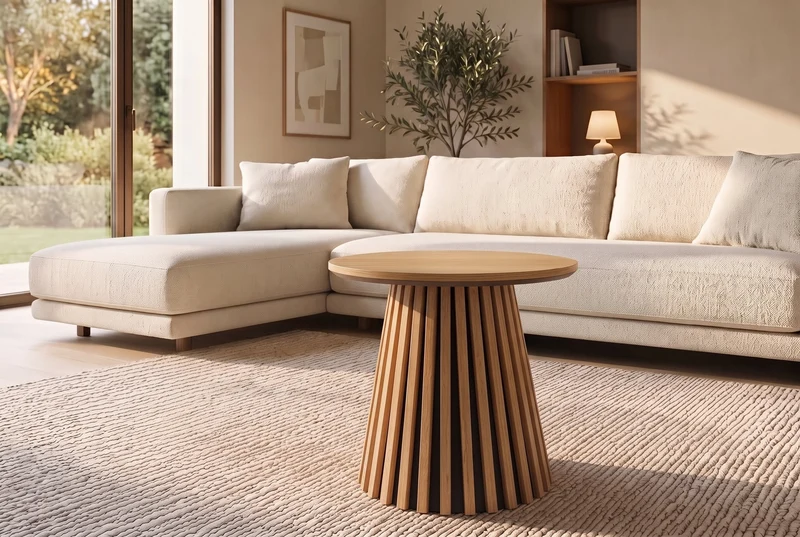 Table basse ronde VALHALLA WOOD 50cm piètement pilier en chêne naturel