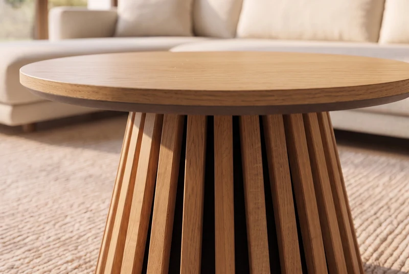 Table basse ronde VALHALLA WOOD 50cm piètement pilier en chêne naturel