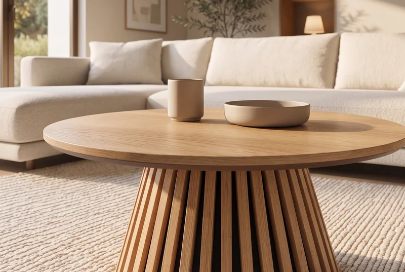 Table basse ronde VALHALLA WOOD 70cm piètement pilier en chêne naturel