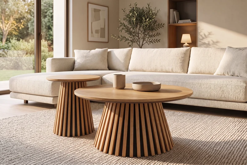 Table basse ronde VALHALLA WOOD 70cm piètement pilier en chêne naturel