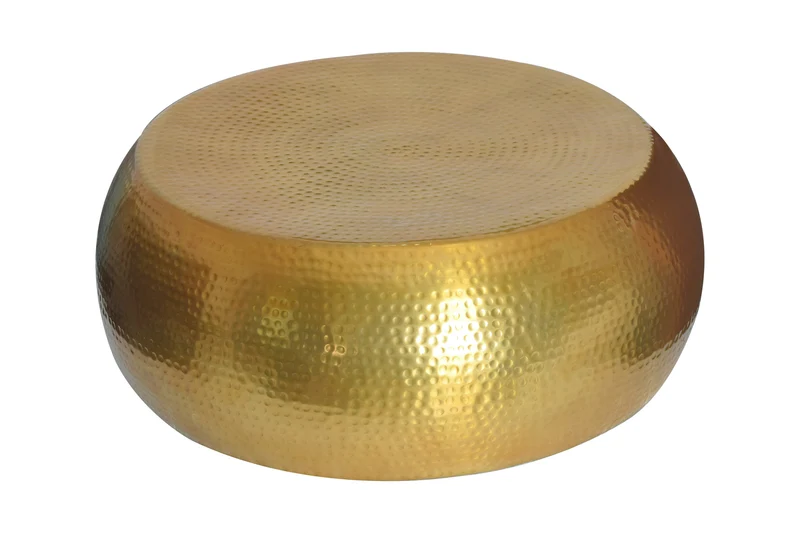 Table basse ronde ORIENT 80cm laiton métal aluminium martelé design fait main