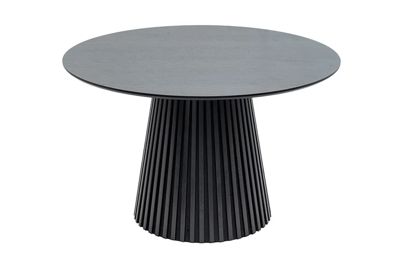 Table à manger ronde VALHALLA WOOD 120cm piètement pilier en chêne noir