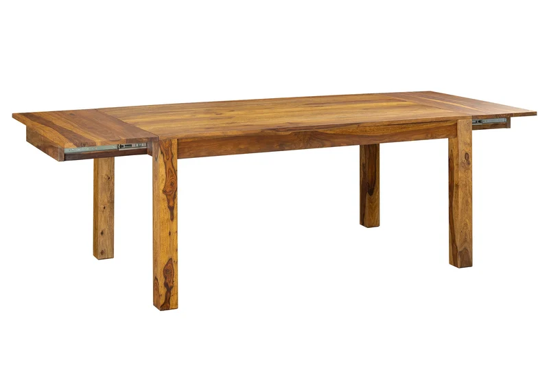 Table à manger en bois massif MAKASSAR 160-200-240cm finition pierre marron Sheesham extensible