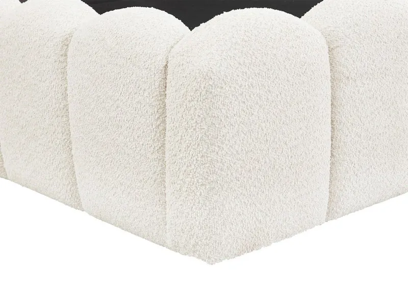 Lit coffre en tissu bouclette beige 140x190 cm RITA