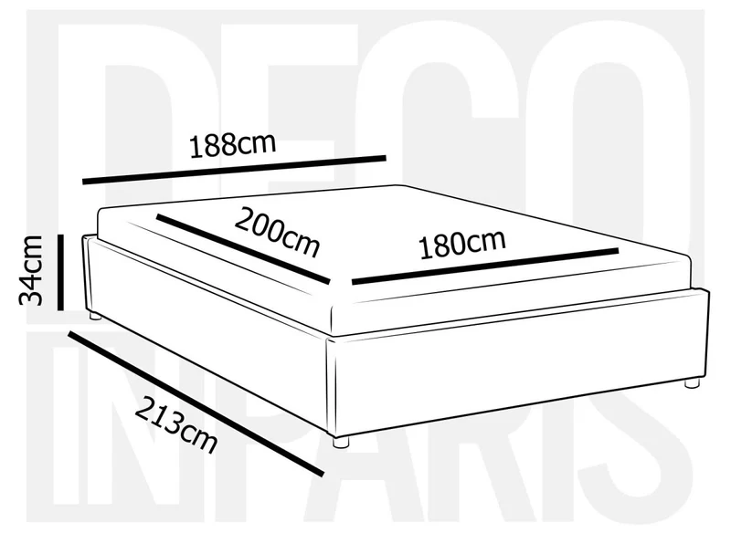 Lit sommier relevable avec coffre en simili cuir blanc 180x200 cm LIZBAN