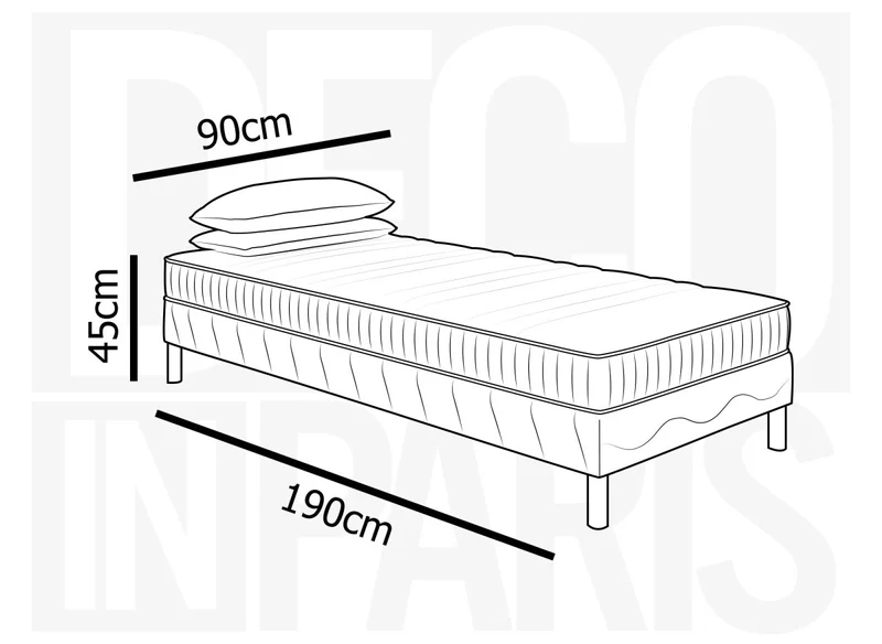 Ensemble 90x190 sommier tapissier & Matelas mousse ferme 15 cm WOLK