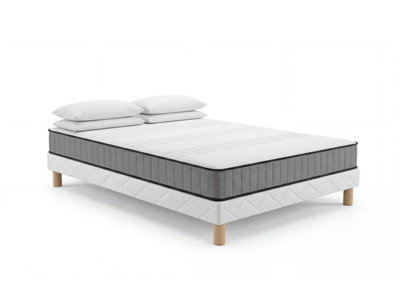 Ensemble 140x190 sommier tapissier & Matelas mousse ferme 15 cm - WOLK