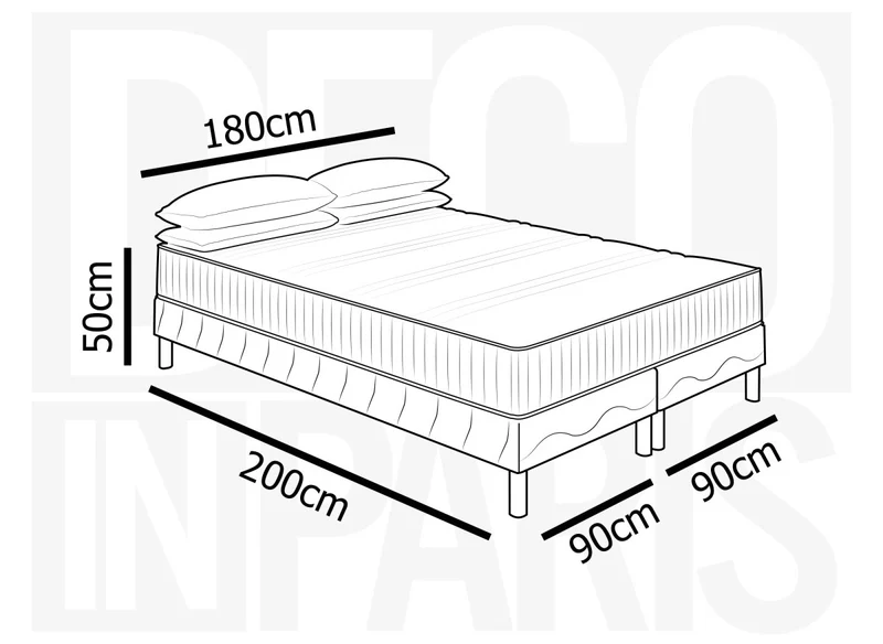 Ensemble 180x200 sommier tapissier + Matelas mousse ferme 20 cm - AWAN