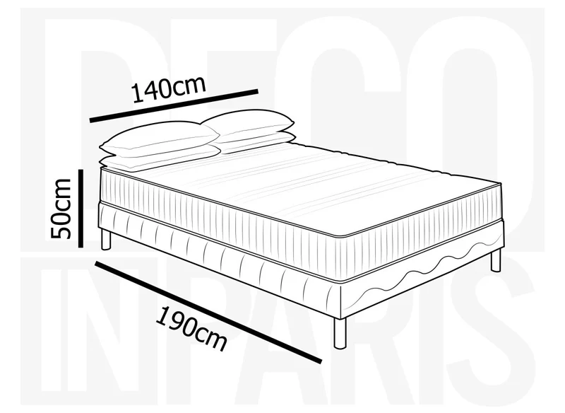 Ensemble 140x190 sommier tapissier + Matelas mousse ferme 20 cm - AWAN