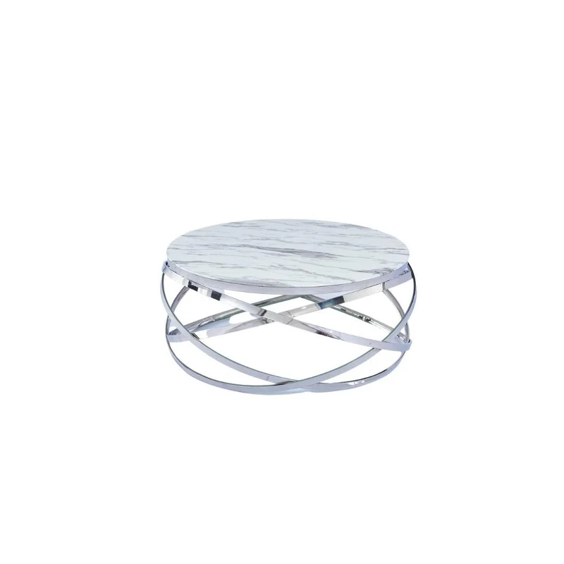 Table basse Zoya blanche pieds or
