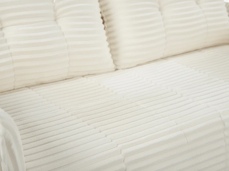 Canapé 3/4 places en velours côtelé épais – Confort haute densité 35 kg – Beige – MILO