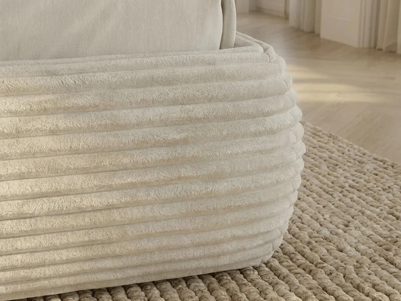 Lit coffre ALMA en velours côtelé grande épaisseur – Lit design arrondi avec rangement intégré – 160x200 ou 180x200