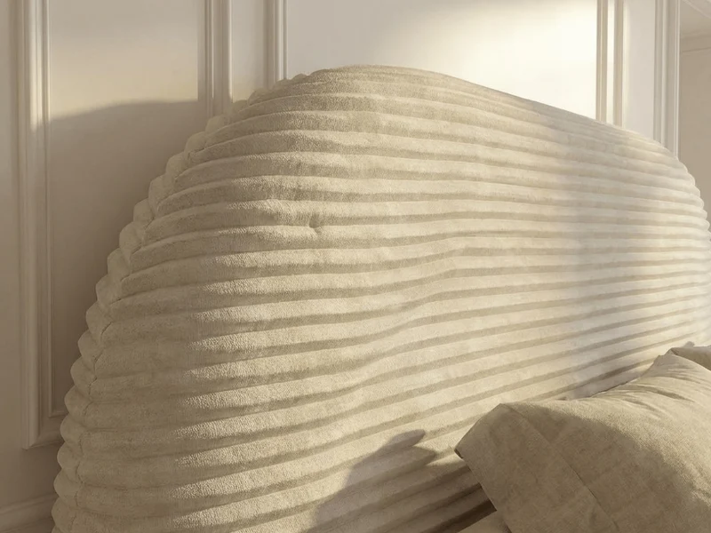Lit coffre ALMA en velours côtelé grande épaisseur – Lit design arrondi avec rangement intégré – 160x200 ou 180x200