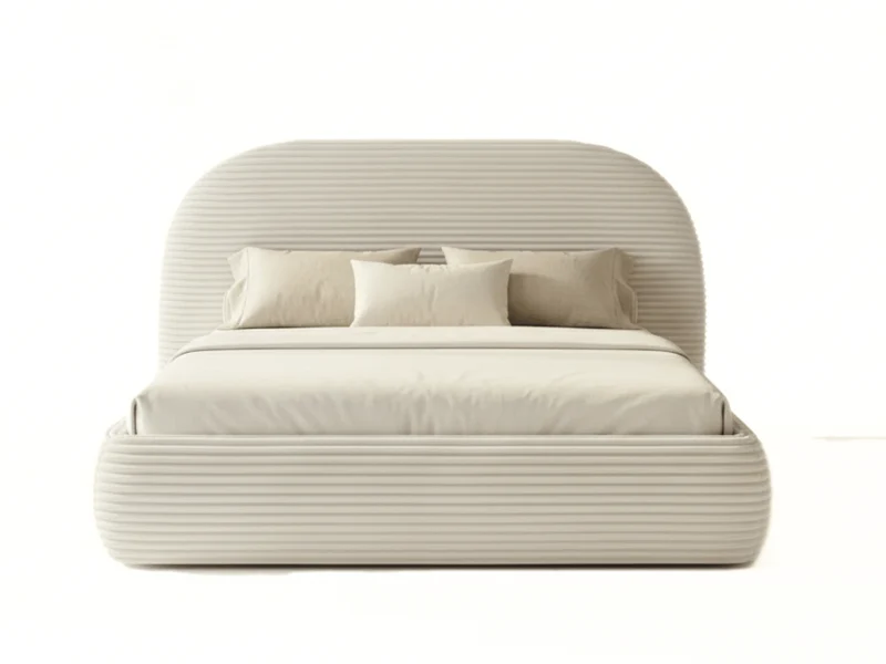 Lit coffre ALMA en velours côtelé grande épaisseur – Lit design arrondi avec rangement intégré – 160x200 ou 180x200