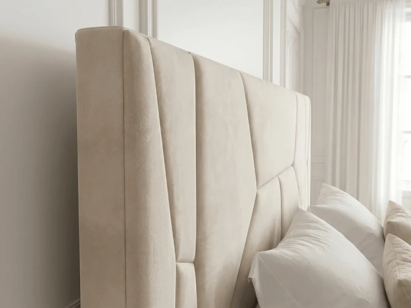 Lit coffre MIRAGE – Grande tête de lit design avec éclairage LED intégré