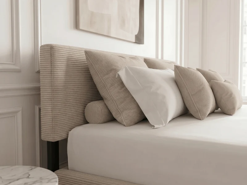 Lit coffre AUGUSTIN – Velours côtelé avec rangement intégré