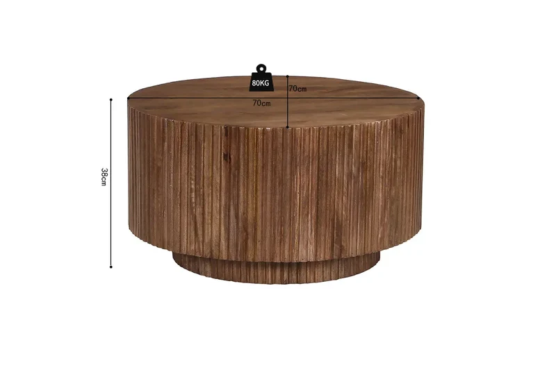 Table basse Ronde en Bois de manguier Brun clair VICTORIA - 70 cm