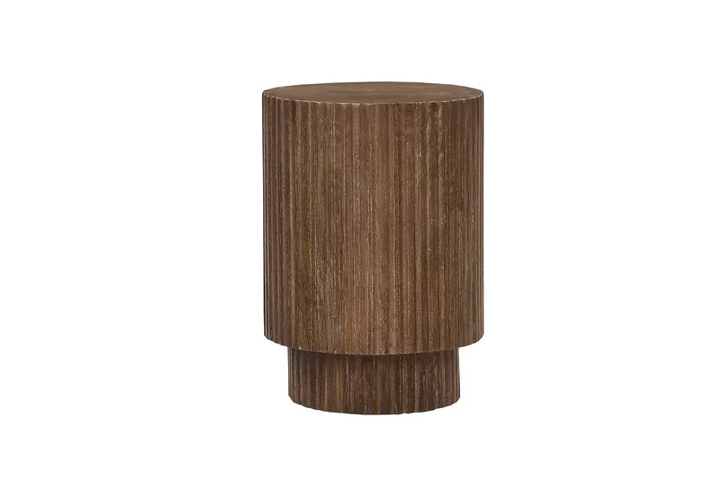 Table d'appoint Ronde en Bois de Manguier Brun clair VICTORIA - 35 cm