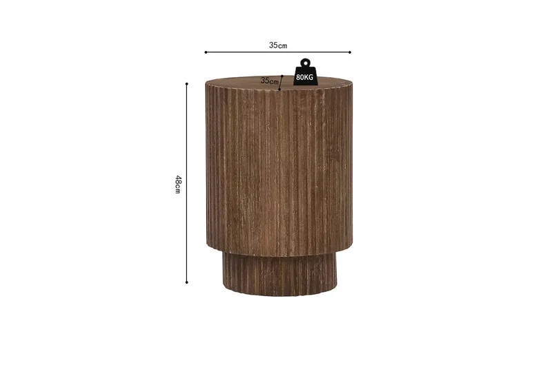 Table d'appoint Ronde en Bois de Manguier Brun clair VICTORIA - 35 cm
