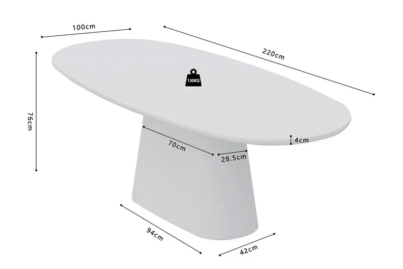 Table à manger Ovale Effet Ciment Ecru TAVINA - 220 cm