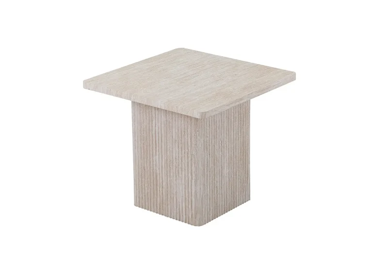 Lot de 2 Tables basses Effet Travertin Beige NOLYA - 52x60 cm et 80x80 cm
