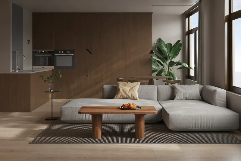 Table basse Bois de Manguier Brun Clair LÉOR - 40 x 120 cm