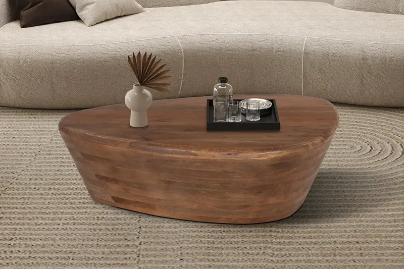 Table basse Bois de manguier Brun Clair IORAN - 30 x107 cm