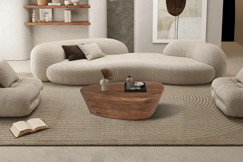 Table basse Bois de manguier Brun Clair IORAN - 30 x107 cm