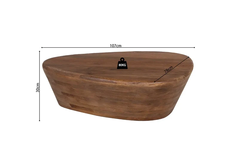 Table basse Bois de manguier Brun Clair IORAN - 30 x107 cm