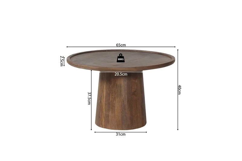 Table basse Ronde Bois de manguier Brun clair ÉLIO - 65x40 cm
