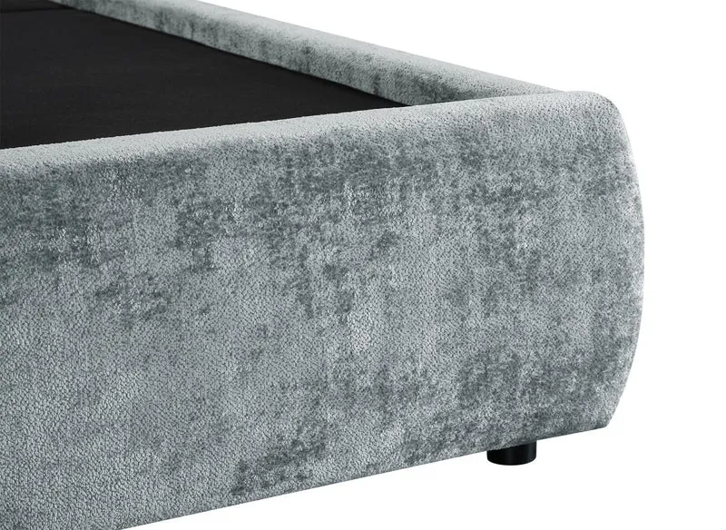 Lit coffre en tissu bouclette doux gris 180x200 cm NOAH