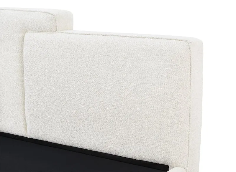 Lit coffre en tissu bouclette beige 180x200 cm ZELIA