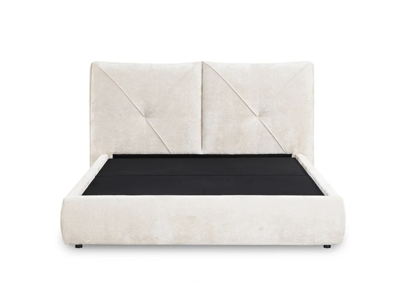 Lit coffre en tissu bouclette doux beige 180x200 cm NOAH