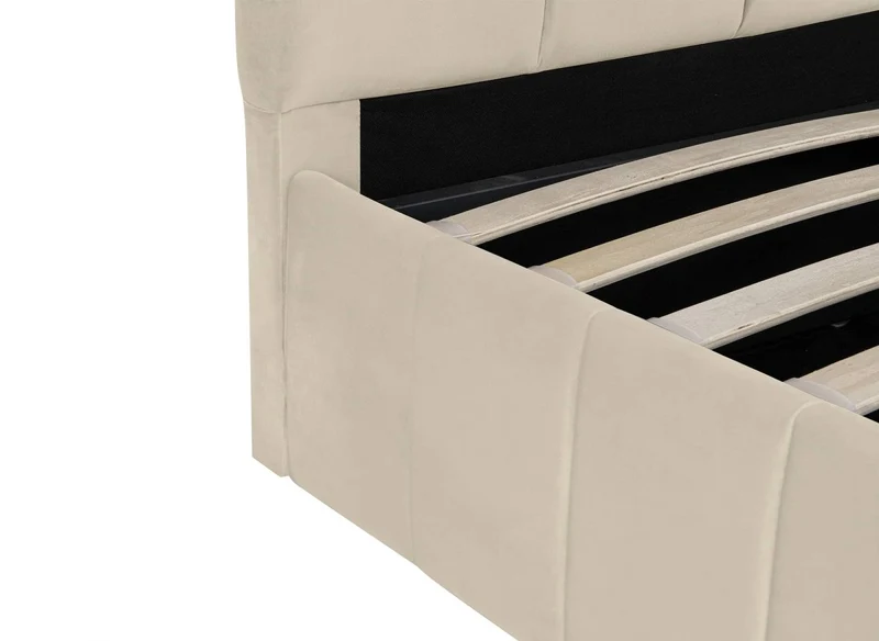Lit coffre en velours beige 160x200 cm ELVIRA