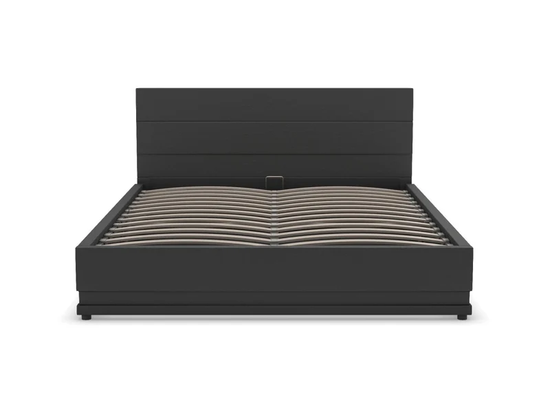 Lit coffre en simili cuir noir 180x200 cm ELENCE