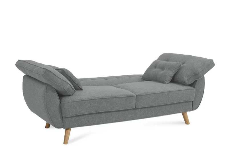 Canapé clic clac en tissu gris clair avec pieds en bois PANAMA