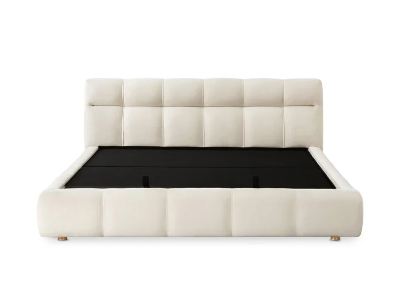 Lit coffre en velours beige 180x200 cm GEORGINA
