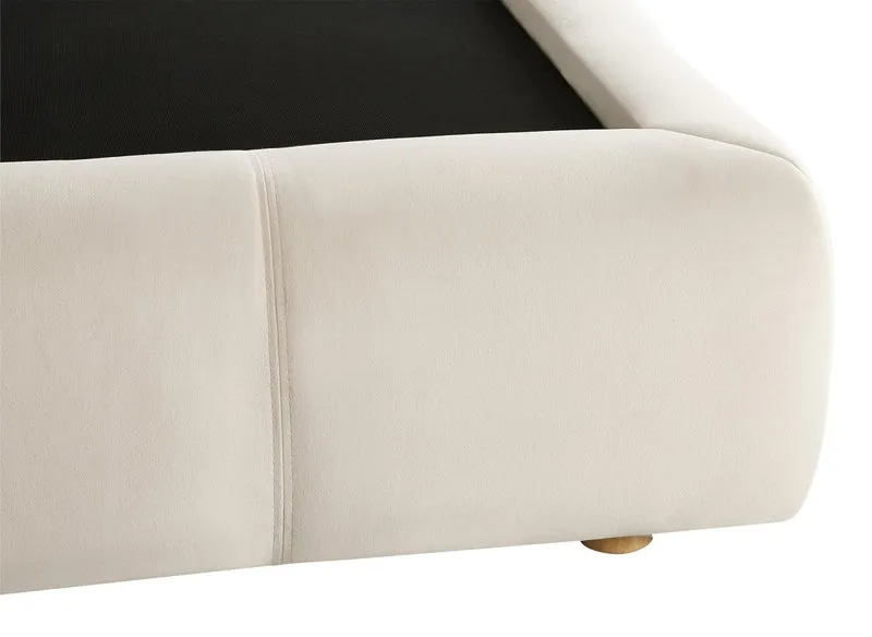 Lit coffre en velours beige 180x200 cm GEORGINA